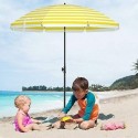 2 m Parasole, umbrela de plajă, protecție solară cu UPF 50+, Canopy octagonal portabil, mecanism de înclinare, ventilație, sac de transport, pentru plajă, grădini, balcon, piscină, dungi galbene și albe GPU65YW
