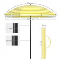 2 m Parasole, umbrela de plajă, protecție solară cu UPF 50+, Canopy octagonal portabil, mecanism de înclinare, ventilație, sac de transport, pentru plajă, grădini, balcon, piscină, dungi galbene și albe GPU65YW