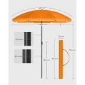 Umbrelă de soare de 2 m, umbrelă de plajă, UPF 50+, protecție solară, baldachin portabil octogonal din poliester, nervuri din fibră de sticlă, mecanism de înclinare, geantă de transport, pentru plajă, grădină, balcon, piscină, portocaliu GPU65OGV1