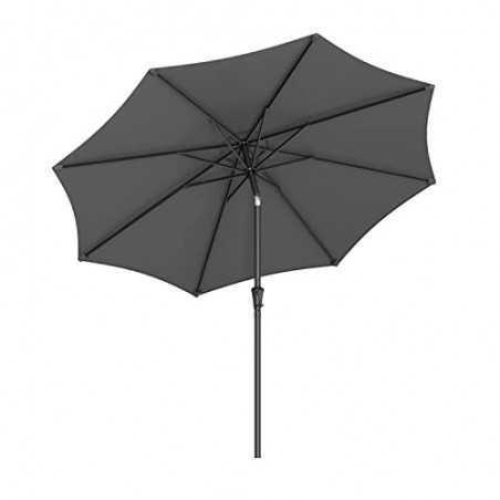 264 cm Umbrelă de umbrelă de grădină, UPF 50+, umbrelă de soare, înclinare de 30° în 2 direcții, mâner de mâner pentru deschidere și închidere, pentru grădini în aer liber Balconul piscinei, Baza nu este inclusă, gri GPU27GY