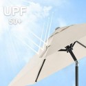 Umbrelă de soare de grădină 197 cm, UPF 50+, umbrelă de soare, înclinare 30° în 2 direcții, manivelă pentru deschidere și închidere, pentru grădini în aer liber, piscină, balcon, terasă, bază neinclusă, bej GPU202M01