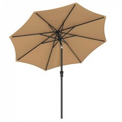 264 cm Umbrelă de umbrelă de grădină, UPF 50+, umbrelă solară, înclinare de 30° în 2 direcții, mâner de mâner pentru deschidere și închidere, pentru grădini în aer liber Balconul piscinei, Baza nu este inclusă, Taupe GPU27BR