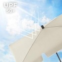 Parasole cu balcon dreptunghiular 2 x 1,25 m, UPF 50+ Protecție, umbrelă inclinată, baldachin acoperit cu PA, geantă de transport, terasă de grădină, bază nu este inclusă, GPU025M01 bej