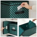 Cutii de depozitare cu capac, set de 3, cutii pliabile cu etichete pentru Craciun, cutii din stofa cu model fulgi de nea pentru dulap, 30 x 40 x 25 cm, verde RFB003G02