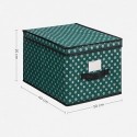 Cutii de depozitare cu capac, set de 3, cutii pliabile cu etichete pentru Craciun, cutii din stofa cu model fulgi de nea pentru dulap, 30 x 40 x 25 cm, verde RFB003G02