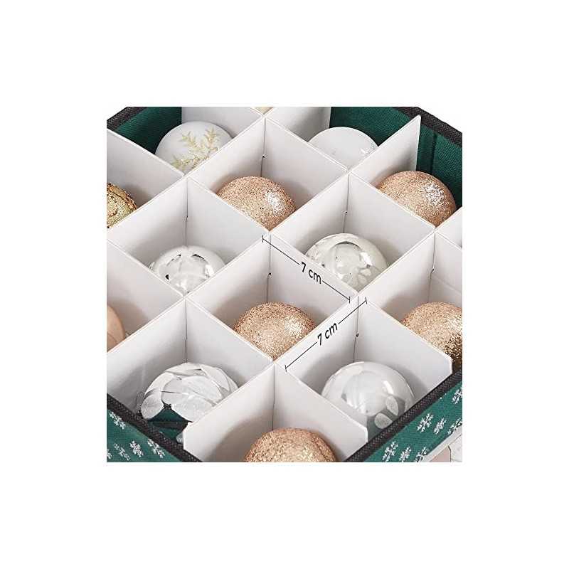 Cutii de depozitare pentru baldouri de Crăciun, set 3 cuburi de depozitare pentru decorațiuni de Crăciun, 64 locuri de cutie, separatoare modulare, 30,5 x 30,5 x 30,5 cm, verde RFB029G01