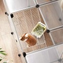 Tarc pentru cobai, cușcă C și C cu scări, 143 x 73 x 91 cm, cursă de exerciții pentru animale de companie, cușcă de gard din plastic DIY pentru hamsteri, iepuri, animale de companie mici, transparent LPC005W01