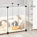 Tarc pentru cobai, cușcă C și C cu scări, 143 x 73 x 91 cm, cursă de exerciții pentru animale de companie, cușcă de gard din plastic DIY pentru hamsteri, iepuri, animale de companie mici, transparent LPC005W01