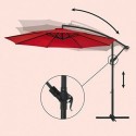 Umbrelă de grădină în consolă cu bază, umbrelă de soare decalată de 3 m, umbrelă suspendată banană, parasolar cu protecție UPF 50+, manivelă pentru deschidere și închidere, roșu GPU016R01