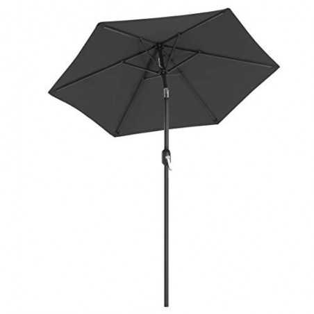 197 cm Umbrelă de umbrelă de grădină, UPF 50+, umbrelă solară, înclinare de 30° în 2 direcții, mâner de mâner pentru deschidere și închidere, pentru grădini în aer liber Balconul piscinei, Baza nu este inclusă, GPU gri202G01