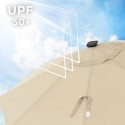 Umbrelă de soare de grădină de 3 m cu lumini LED cu energie solară, umbrelă de soare cu protecție UPF 50+, înclinare, mâner cu manivelă pentru deschidere și închidere, bază nu este inclusă, bej GPU033M01