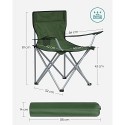 Scaune de camping pliante, set de 2 scaune în aer liber, cu sprijin pentru brațe, suport pentru cupe, portabile, capacitate de 120 kg, pentru camping, grădină, pescuit, plajă, balcon, verde militar GCB001C01