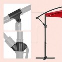 Umbrelă de grădină cu cantilever cu lumini LED alimentate cu energie solară, umbrelă offset de 3 m cu bază, umbrelă suspendată cu banane UPF 50+, crank pentru deschidere și închidere, GPU018R01 roșu