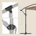 Umbrelă de soare de grădină în consolă cu lumini LED cu energie solară, umbrelă de soare decalată de 3 m cu bază, umbrelă suspendată UPF 50+ banană, manivelă pentru deschidere și închidere, taupe GPU018K01