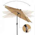 Umbrelă de umbrelă de grădină de 3 m cu lumini LED alimentate cu energie solară, umbrelă cu protecție UPF 50+, înclinare, mâner de mâner pentru deschidere și închidere, bază nu este inclusă, Taupe GPU33BR