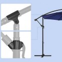 Umbrelă de grădină cu cantilever cu bază, umbrelă offset de 3 m, umbrelă suspendată cu banane, umbrelă solară cu protecție UPF 50+, manetă pentru deschidere și închidere, albastru naval GPU016L01