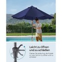 Umbrelă de soare de grădină de 290 cm, UPF 50+, umbrelă de soare, înclinare 30° în 2 direcții, manivelă pentru deschidere și închidere, pentru grădini în aer liber, piscină, balcon, terasă, bază nu este inclusă, albastru GPU30BU