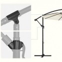 Umbrelă de grădină în consolă cu bază, umbrelă de soare decalată de 3 m, umbrelă suspendată banană, parasolar cu protecție UPF 50+, manivelă pentru deschidere și închidere, bej GPU016M01