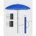 2 m de umbrelă, umbrelă de plajă, UPF 50+, protecție solară, acoperire portabilă octagonală din poliester, coaste din fibră de sticlă, mecanism de înclinare, geantă de transport, pentru piscina de balcon din grădina de pe plajă, albastru GPU65BUV1