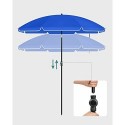 2 m de umbrelă, umbrelă de plajă, UPF 50+, protecție solară, acoperire portabilă octagonală din poliester, coaste din fibră de sticlă, mecanism de înclinare, geantă de transport, pentru piscina de balcon din grădina de pe plajă, albastru GPU65BUV1