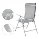 Set de 4 scaune pliante de grădină, scaune exterioare cu structură durabilă din aluminiu, sprijin pentru spate cu 8 unghiuri, Max. Capacitate 120 kg, gri GCB30GY