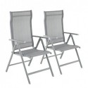 Set de 2 scaune de grădină pliabile, scaune de exterior cu structură durabilă din aluminiu, spătar înclinabil în 8 unghiuri, max. Capacitate 120 kg, Black GCB29BK