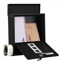 Cutie poștală, cutie poștală montată pe perete, încuietoare cu capac cu miez de cupru, suport de ziare, ferestre de vizualizare și plăcuță de nume, ușor de instalat, negru GMB020B02