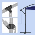 Umbrelă de grădină cu cantilever cu lumini LED alimentate cu energie solară, umbrelă offset de 3 m cu bază, umbrelă suspendată cu banane UPF 50+, crank pentru deschidere și închidere, GPU018L01 albastru naval