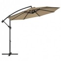 Umbrelă de grădină în consolă cu bază, umbrelă de soare decalată de 3 m, umbrelă suspendată banană, umbrelă de soare cu protecție UPF 50+, manivelă pentru deschidere și închidere, taupe GPU016K01