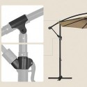 Umbrelă de grădină în consolă cu bază, umbrelă de soare decalată de 3 m, umbrelă suspendată banană, umbrelă de soare cu protecție UPF 50+, manivelă pentru deschidere și închidere, taupe GPU016K01