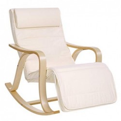 Suport pentru picioare pentru scaun balansoar din lemn masiv cu 5 înălțimi reglabile Susține până la 150 kg Gri deschis LYY41M