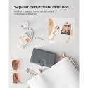 Cutie de bijuterii 3 straturi, Organizator de bijuterii cu 2 sertare, Cutie de bijuterii cu geanta portabila de voiaj, cu maner, incuiabil, depozitare bijuterii, cadou pentru cei dragi, gri JBC121G01