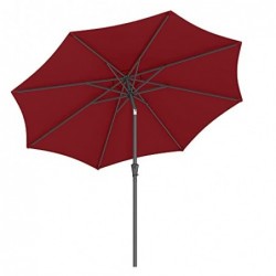 Umbrelă de soare de grădină de 290 cm, UPF 50+, umbrelă de soare, înclinare 30° în 2 direcții, manivelă pentru deschidere și închidere, pentru grădini în aer liber, piscină, balcon, terasă, bază nu este inclusă, roșu GPU30RD