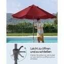 Umbrelă de soare de grădină de 290 cm, UPF 50+, umbrelă de soare, înclinare 30° în 2 direcții, manivelă pentru deschidere și închidere, pentru grădini în aer liber, piscină, balcon, terasă, bază nu este inclusă, roșu GPU30RD