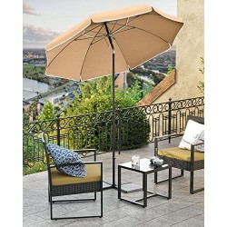 Umbrelă de soare de 2 m, umbrelă de plajă, UPF 50+, protecție solară, baldachin portabil octogonal din poliester, nervuri din fibră de sticlă, mecanism de înclinare, geantă de transport, pentru plajă, grădină, balcon, taupe GPU65BRV1