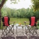 Scaun de camping pliabil, cu scaun confortabil din burete, suport pentru pahare, structură rezistentă, capacitate maximă de încărcare 250 kg, scaun de exterior, negru GCB06BK