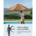 Umbrelă de soare de grădină de 290 cm, UPF 50+, umbrelă de soare, înclinare 30° în 2 direcții, manivelă pentru deschidere și închidere, pentru grădini în aer liber, piscină, balcon, terasă, bază nu este inclusă, taupe GPU30BRV1