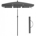 Umbrelă de soare dreptunghiulară pentru balcon 2 x 1,25 m, protecție UPF 50+, parasolar basculant, baldachin acoperit cu PA, geantă de transport, terasă de grădină, bază neinclusă, gri GPU25GY