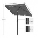 Umbrelă de soare dreptunghiulară pentru balcon 2 x 1,25 m, protecție UPF 50+, parasolar basculant, baldachin acoperit cu PA, geantă de transport, terasă de grădină, bază neinclusă, gri GPU25GY