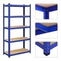 Raft cu 5 niveluri, Raft din oțel pentru depozitare, asamblare fără scule, pentru garaj, magazie, capacitate de încărcare 875 kg, 40 x 90 x 180 cm, albastru GLR040Q01