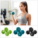 Set de gantere hexagonale cu suport - 2 x 1 kg, 2 x 2 kg, 2 x 3 kg, finisaj mat din neopren, greutăți pentru mâini pentru exerciții la domiciliu, var, teal și gri închis SYL612G02