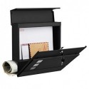 Cutie poștală modernă, cutie poștală cu blocare, montată pe perete, cu suport pentru ziare, ușor de instalat, negru GMB052B01