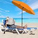 Umbrelă de soare de 1,6 m, umbrelă de plajă, UPF 50+, protecție solară, baldachin portabil octogonal din poliester, nervuri din fibră de sticlă, mecanism de înclinare, geantă de transport, pentru plajă, grădină, balcon, piscină, portocaliu GPU60OG