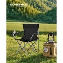 Set de 2 scaune de camping pliabile, scaune de exterior cu cotiere si suport pentru pahare, structura stabila, max. Capacitate 120 kg