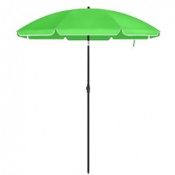 Umbrelă de soare de 1,6 m, umbrelă de plajă, UPF 50+, protecție solară, baldachin portabil octogonal din poliester, nervuri din fibră de sticlă, mecanism de înclinare, geantă de transport, pentru plajă, grădină, balcon, piscină, verde GPU60GN