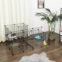 Cușcă pentru cobai, plasă metalică pentru animale de companie cu ușă, gard personalizabil pentru animale mici, iepure, pentru utilizare în interior, cu ciocan de cauciuc, 143 x 73 x 71 cm negru LPI06H