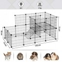 Cușcă pentru cobai, plasă metalică pentru animale de companie cu ușă, gard personalizabil pentru animale mici, iepure, pentru utilizare în interior, cu ciocan de cauciuc, 143 x 73 x 71 cm negru LPI06H