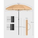 Umbrelă de soare de 1,6 m, umbrelă de plajă, UPF 50+, protecție solară, baldachin portabil octogonal din poliester, nervuri din fibră de sticlă, mecanism de înclinare, geantă de transport, pentru plajă, grădină, balcon, piscină, taupe GPU60BR