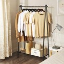Suport pentru haine cu structură de oțel, suport pentru haine cu șină de agățat, poliță de jos, aspect simplu, pentru subsol mansardă intrare dormitor, 92,5 x 33,5 x 153 cm, negru mat HSR23BK