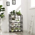 Raft de baie retro cu 4 niveluri, suport pentru plante de grădină, cărucior de flori din metal, afișaj cu suport pentru plante, negru GFS103B